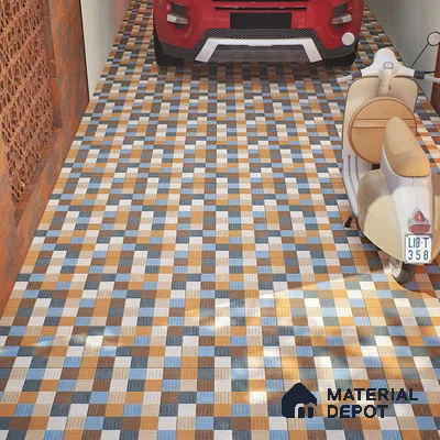 Parking Tile Liner Mix 12 x 12 inch Anti Skid Matte Finish Vitrified Floor Tile - 8 mm | TL 01818 | Suitable for Parking, Courtyard, Balcony | Please Expect a Slight Variation of Pattern