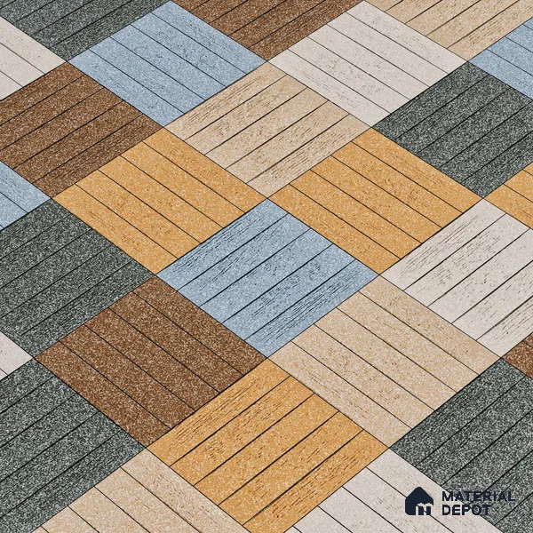 Parking Tile Liner Mix 12 x 12 inch Anti Skid Matte Finish Vitrified Floor Tile - 8 mm | TL 01818 | Suitable for Parking, Courtyard, Balcony | Please Expect a Slight Variation of Pattern