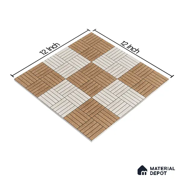 Parking Tile Liner Brown Mix 12 x 12 inch Anti Skid Matte Finish Vitrified Floor Tile - 8 mm | TL 01817 | Suitable for Parking, Terrace & Outdoor Areas | Please Expect a Slight Variation of Pattern