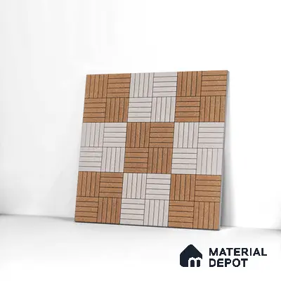Parking Tile Liner Brown Mix 12 x 12 inch Anti Skid Matte Finish Vitrified Floor Tile - 8 mm | TL 01817 | Suitable for Parking, Terrace & Outdoor Areas | Please Expect a Slight Variation of Pattern