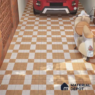Parking Tile Liner Brown Mix 12 x 12 inch Anti Skid Matte Finish Vitrified Floor Tile - 8 mm | TL 01817 | Suitable for Parking, Terrace & Outdoor Areas | Please Expect a Slight Variation of Pattern