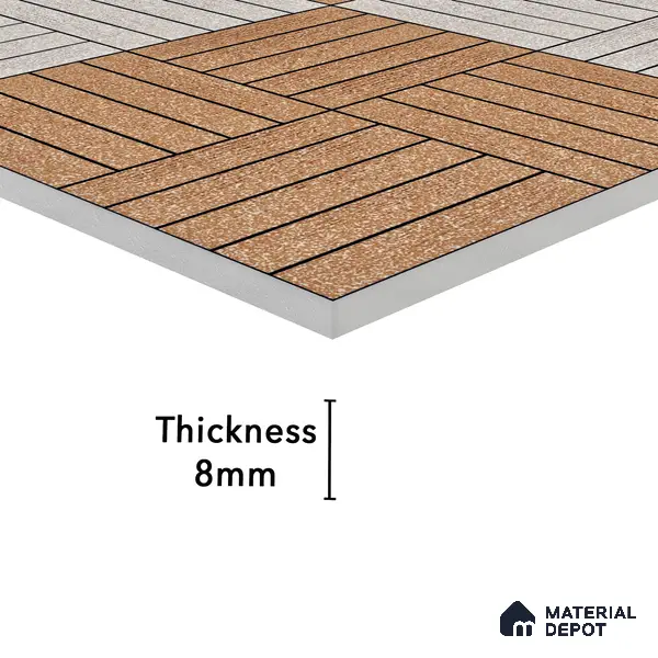 Parking Tile Liner Brown Mix 12 x 12 inch Anti Skid Matte Finish Vitrified Floor Tile - 8 mm | TL 01817 | Suitable for Parking, Terrace & Outdoor Areas | Please Expect a Slight Variation of Pattern