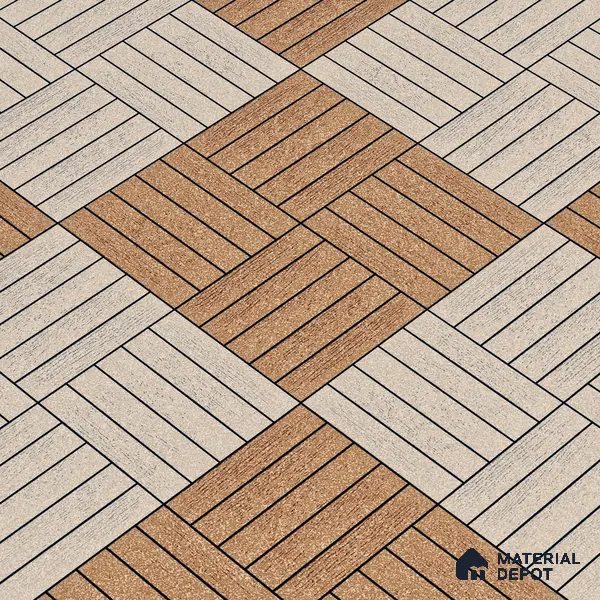 Parking Tile Liner Brown Mix 12 x 12 inch Anti Skid Matte Finish Vitrified Floor Tile - 8 mm | TL 01817 | Suitable for Parking, Terrace & Outdoor Areas | Please Expect a Slight Variation of Pattern
