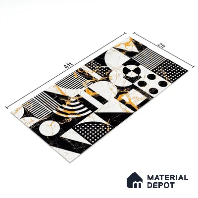 Marble Wall & Floor Tile TL 05111 B Kasavari Italino Raven Decor 4 ft x 2 ft Vitrified Endless High Gloss Finish - 9 mm (Random 2) | Suitable for Living Room, Bedroom, Bathroom, Kitchen Wall & Backsplashes