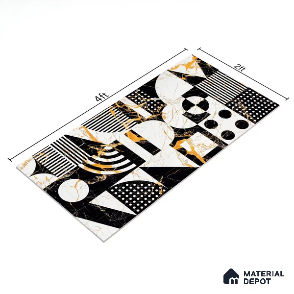 Marble Wall & Floor Tile TL 05111 B Kasavari Italino Raven Decor 4 ft x 2 ft Vitrified Endless High Gloss Finish - 9 mm (Random 2) | Suitable for Living Room, Bedroom, Bathroom, Kitchen Wall & Backsplashes