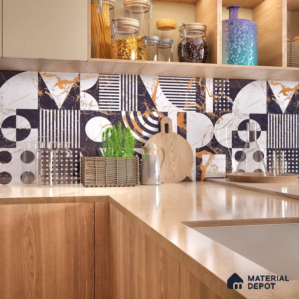 Marble Wall & Floor Tile TL 05111 B Kasavari Italino Raven Decor 4 ft x 2 ft Vitrified Endless High Gloss Finish - 9 mm (Random 2) | Suitable for Living Room, Bedroom, Bathroom, Kitchen Wall & Backsplashes