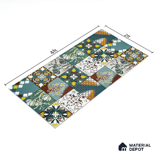 Moroccan Wall & Floor Tile TL 05111 D Kasavari Medina Magic 4 ft x 2 ft Vitrified Endless High Gloss Finish - 9 mm  | Suitable for Living Room, Bedroom, Bathroom, Kitchen Wall & Backsplashes