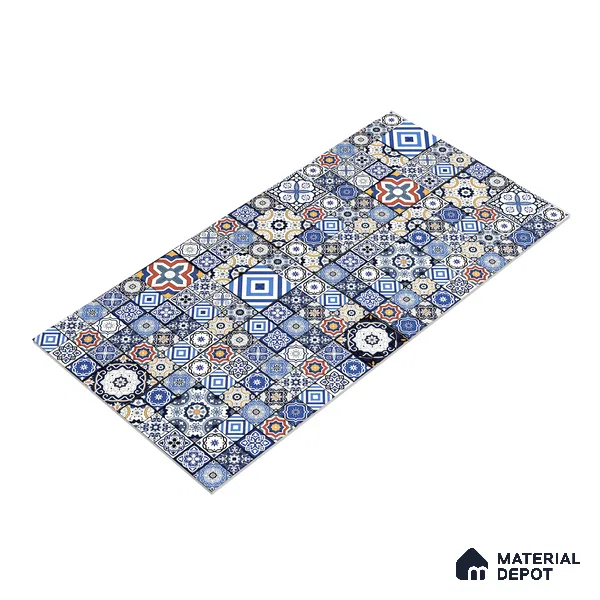 Moroccan Wall & Floor Tile TL 05111 F Kasavari Sapphire Wave 4 ft x 2 ft Vitrified Endless High Gloss Finish - 9 mm (Random 4) | Suitable for Living Room, Bedroom, Bathroom, Kitchen Wall & Backsplashes