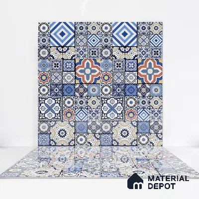 Moroccan Wall & Floor Tile TL 05111 F Kasavari Sapphire Wave 4 ft x 2 ft Vitrified Endless High Gloss Finish - 9 mm (Random 4) | Suitable for Living Room, Bedroom, Bathroom, Kitchen Wall & Backsplashes