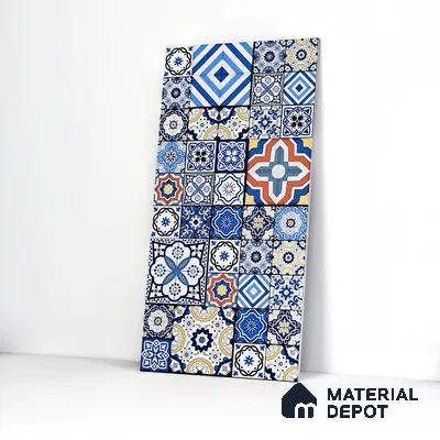 Moroccan Wall & Floor Tile TL 05111 F Kasavari Sapphire Wave 4 ft x 2 ft Vitrified Endless High Gloss Finish - 9 mm (Random 4) | Suitable for Living Room, Bedroom, Bathroom, Kitchen Wall & Backsplashes