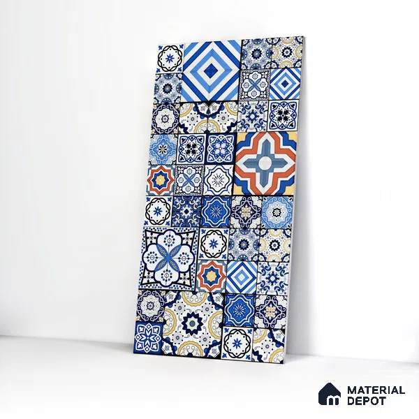 Moroccan Wall & Floor Tile TL 05111 F Kasavari Sapphire Wave 4 ft x 2 ft Vitrified Endless High Gloss Finish - 9 mm (Random 4) | Suitable for Living Room, Bedroom, Bathroom, Kitchen Wall & Backsplashes