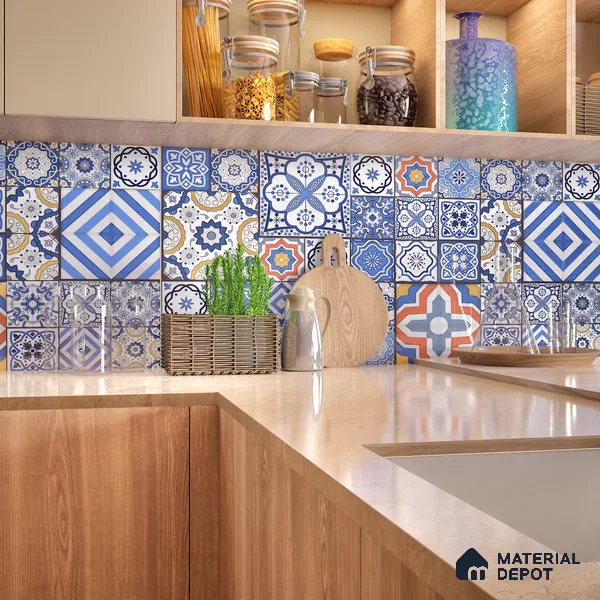 Moroccan Wall & Floor Tile TL 05111 F Kasavari Sapphire Wave 4 ft x 2 ft Vitrified Endless High Gloss Finish - 9 mm (Random 4) | Suitable for Living Room, Bedroom, Bathroom, Kitchen Wall & Backsplashes