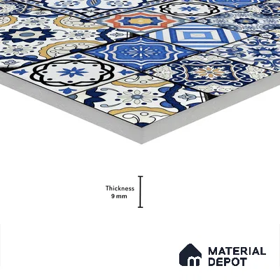 Moroccan Wall & Floor Tile TL 05111 F Kasavari Sapphire Wave 4 ft x 2 ft Vitrified Endless High Gloss Finish - 9 mm (Random 4) | Suitable for Living Room, Bedroom, Bathroom, Kitchen Wall & Backsplashes
