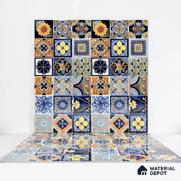 Moroccan Wall & Floor Tile TL 05111 G Kasavari Celestial 4 ft x 2 ft Vitrified Endless High Gloss Finish - 9 mm (Random 4) | Suitable for Living Room, Bedroom, Bathroom, Kitchen Wall & Backsplashes