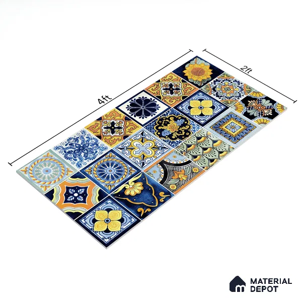 Moroccan Wall & Floor Tile TL 05111 G Kasavari Celestial 4 ft x 2 ft Vitrified Endless High Gloss Finish - 9 mm (Random 4) | Suitable for Living Room, Bedroom, Bathroom, Kitchen Wall & Backsplashes