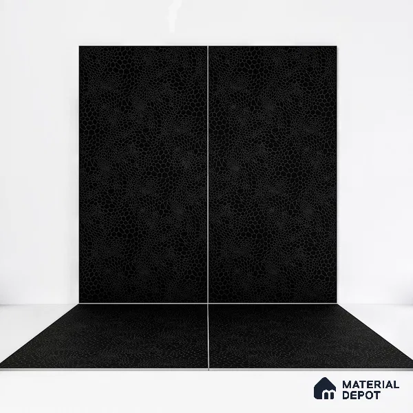 Stone Wall & Floor Tile TL 05119 Marblis Noir Cascade 4 ft x 2 ft Vitrified Carving Matte Finish - 9 mm | Suitable for Living Room, Bedroom & Bathroom