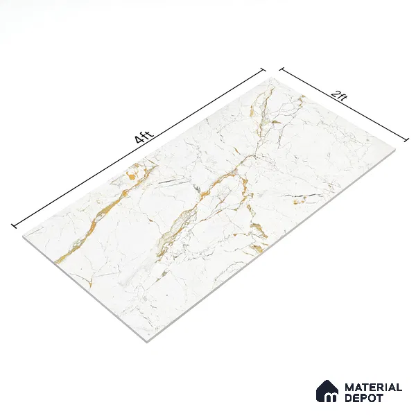 Marble Wall & Floor Tile TL 05115 B Marblis Frosted Pearl 4 ft x 2 ft Vitrified Endless Carving Matte Finish - 9 mm (Random 4) | Suitable for Living Room, Bedroom & Bathroom