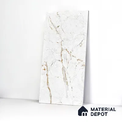 Marble Wall & Floor Tile TL 05115 B Marblis Frosted Pearl 4 ft x 2 ft Vitrified Endless Carving Matte Finish - 9 mm (Random 4) | Suitable for Living Room, Bedroom & Bathroom