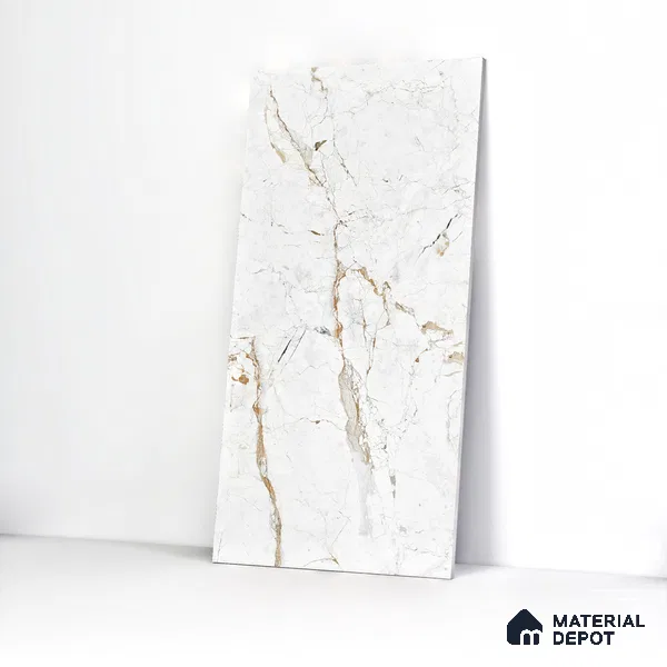 Marble Wall & Floor Tile TL 05115 B Marblis Frosted Pearl 4 ft x 2 ft Vitrified Endless Carving Matte Finish - 9 mm (Random 4) | Suitable for Living Room, Bedroom & Bathroom