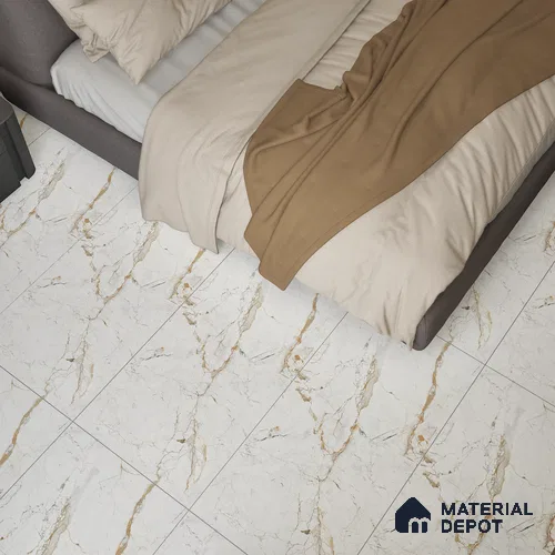 Marble Wall & Floor Tile TL 05115 B Marblis Frosted Pearl 4 ft x 2 ft Vitrified Endless Carving Matte Finish - 9 mm (Random 4) | Suitable for Living Room, Bedroom & Bathroom