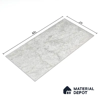 Marble Wall & Floor Tile TL 05133 Marblis Arctic Frost 4 ft x 2 ft Vitrified Endless Glossy Finish - 9 mm (Random 4) | Suitable for Living Room, Bedroom & Bathroom