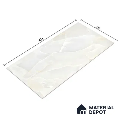 Marble Wall & Floor Tile TL 05129 Marblis Arctic Onyx 4 ft x 2 ft Vitrified Endless Glossy Finish - 9 mm (Random 3) | Suitable for Living Room, Bedroom & Bathroom