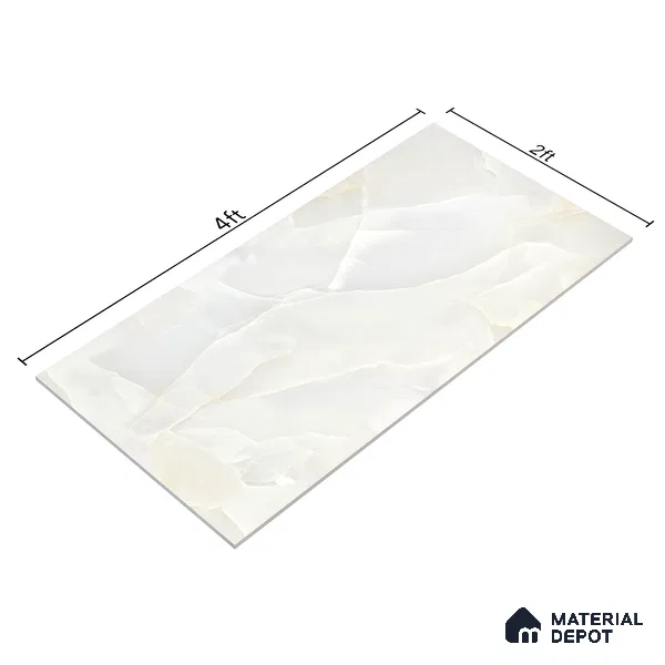 Marble Wall & Floor Tile TL 05129 Marblis Arctic Onyx 4 ft x 2 ft Vitrified Endless Glossy Finish - 9 mm (Random 3) | Suitable for Living Room, Bedroom & Bathroom