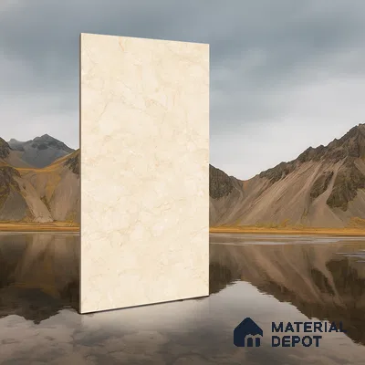 Marble Wall & Floor Tile TL 05139 Marblis Beige Mirage 4 ft x 2 ft Vitrified Endless Glossy Finish - 9 mm (Random 4) | Suitable for Living Room, Bedroom & Bathroom