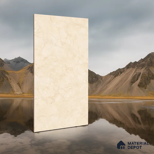 Marble Wall & Floor Tile TL 05139 Marblis Beige Mirage 4 ft x 2 ft Vitrified Endless Glossy Finish - 9 mm (Random 4) | Suitable for Living Room, Bedroom & Bathroom