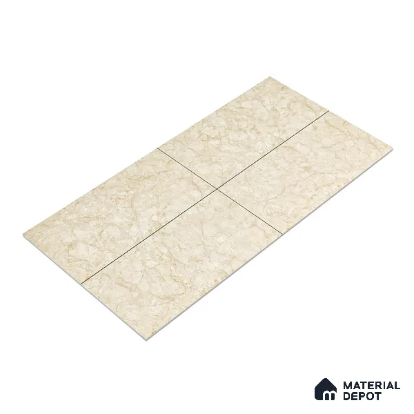 Marble Wall & Floor Tile TL 05139 Marblis Beige Mirage 4 ft x 2 ft Vitrified Endless Glossy Finish - 9 mm (Random 4) | Suitable for Living Room, Bedroom & Bathroom