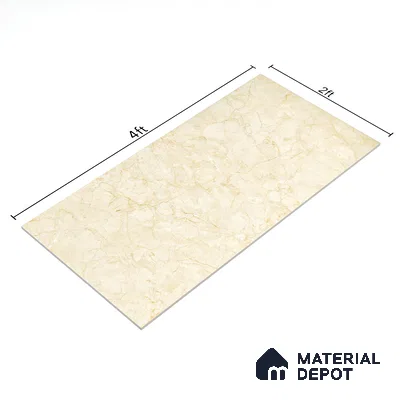 Marble Wall & Floor Tile TL 05139 Marblis Beige Mirage 4 ft x 2 ft Vitrified Endless Glossy Finish - 9 mm (Random 4) | Suitable for Living Room, Bedroom & Bathroom