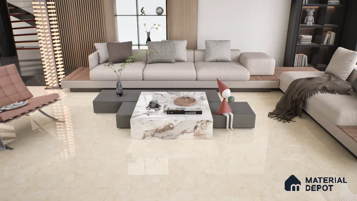 Marble Wall & Floor Tile TL 05139 Marblis Beige Mirage 4 ft x 2 ft Vitrified Endless Glossy Finish - 9 mm (Random 4) | Suitable for Living Room, Bedroom & Bathroom