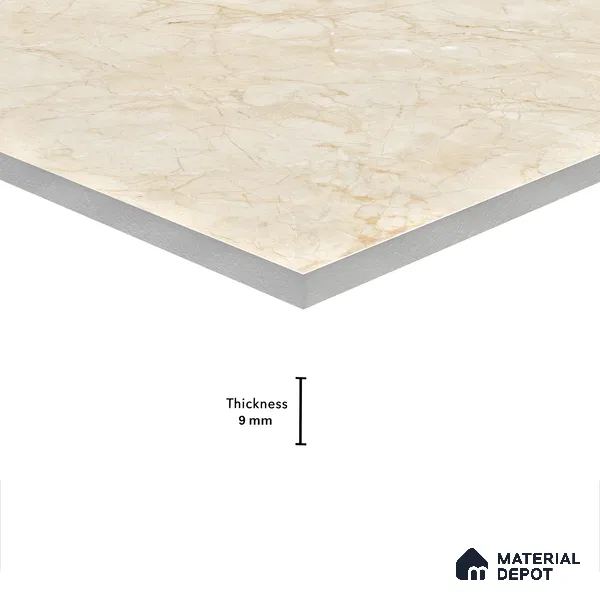 Marble Wall & Floor Tile TL 05139 Marblis Beige Mirage 4 ft x 2 ft Vitrified Endless Glossy Finish - 9 mm (Random 4) | Suitable for Living Room, Bedroom & Bathroom