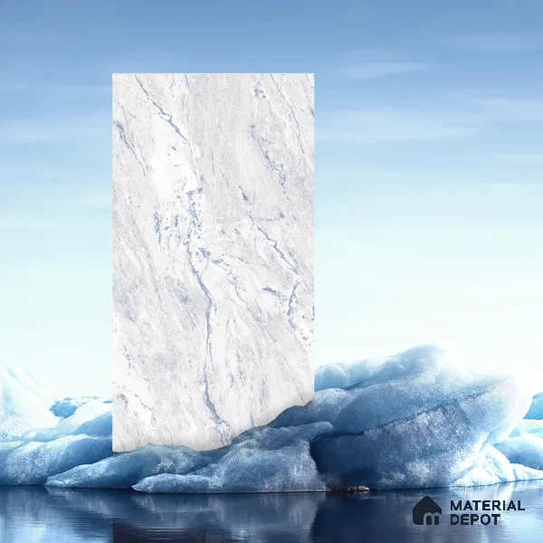 Marble Wall & Floor Tile TL 05141 Marblis Blue Lagoon 4 ft x 2 ft Vitrified Endless Glossy Finish - 9 mm (Random 4) | Suitable for Living Room, Bedroom & Bathroom