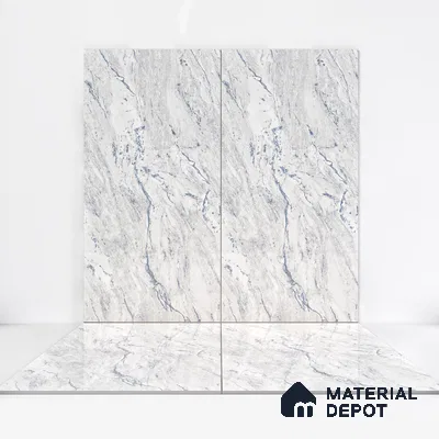 Marble Wall & Floor Tile TL 05141 Marblis Blue Lagoon 4 ft x 2 ft Vitrified Endless Glossy Finish - 9 mm (Random 4) | Suitable for Living Room, Bedroom & Bathroom