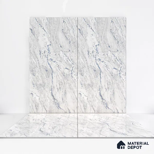 Marble Wall & Floor Tile TL 05141 Marblis Blue Lagoon 4 ft x 2 ft Vitrified Endless Glossy Finish - 9 mm (Random 4) | Suitable for Living Room, Bedroom & Bathroom