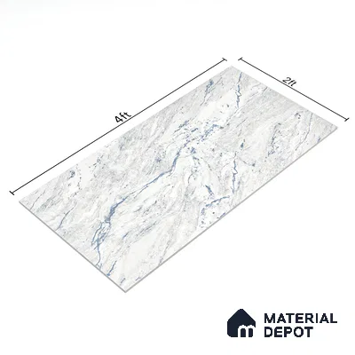 Marble Wall & Floor Tile TL 05141 Marblis Blue Lagoon 4 ft x 2 ft Vitrified Endless Glossy Finish - 9 mm (Random 4) | Suitable for Living Room, Bedroom & Bathroom