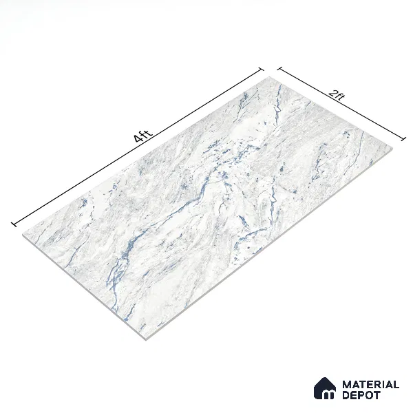 Marble Wall & Floor Tile TL 05141 Marblis Blue Lagoon 4 ft x 2 ft Vitrified Endless Glossy Finish - 9 mm (Random 4) | Suitable for Living Room, Bedroom & Bathroom