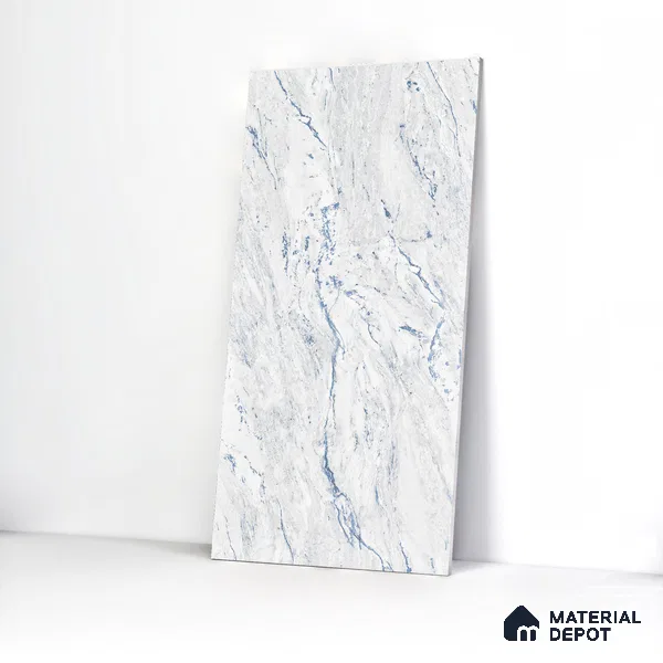 Marble Wall & Floor Tile TL 05141 Marblis Blue Lagoon 4 ft x 2 ft Vitrified Endless Glossy Finish - 9 mm (Random 4) | Suitable for Living Room, Bedroom & Bathroom
