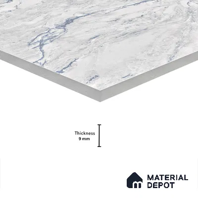Marble Wall & Floor Tile TL 05141 Marblis Blue Lagoon 4 ft x 2 ft Vitrified Endless Glossy Finish - 9 mm (Random 4) | Suitable for Living Room, Bedroom & Bathroom