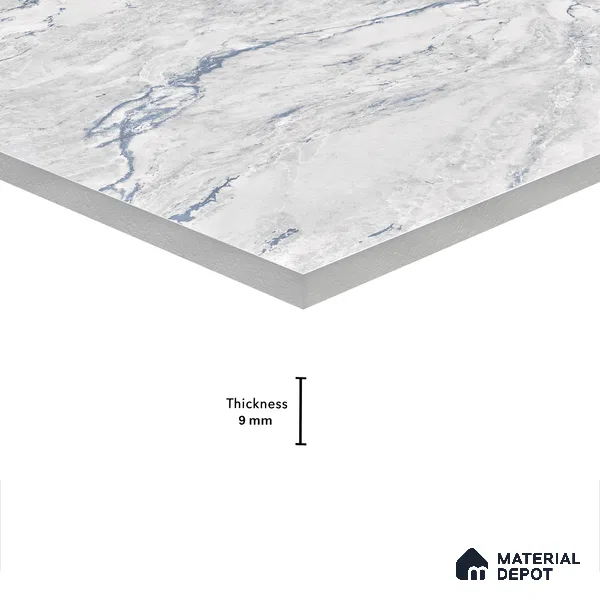 Marble Wall & Floor Tile TL 05141 Marblis Blue Lagoon 4 ft x 2 ft Vitrified Endless Glossy Finish - 9 mm (Random 4) | Suitable for Living Room, Bedroom & Bathroom