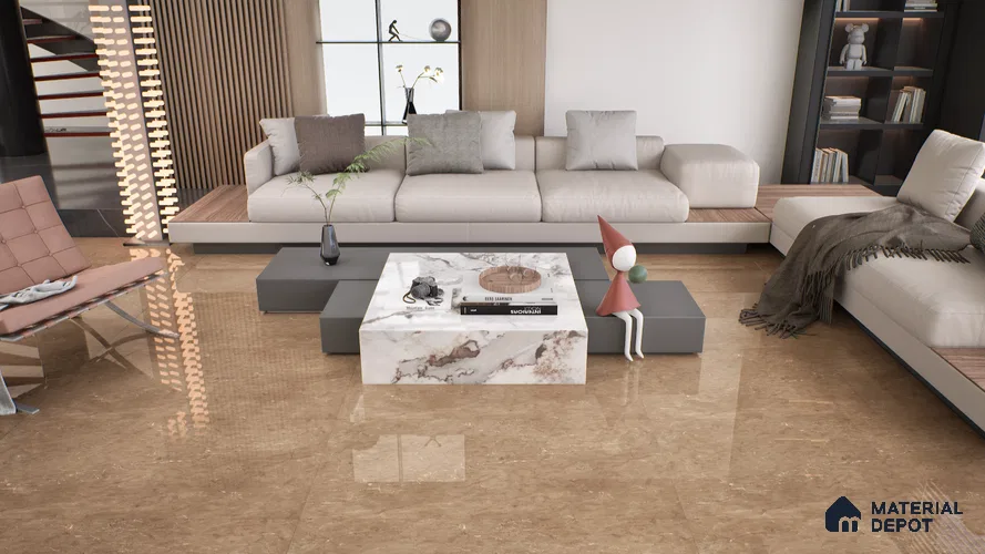 Marble Wall & Floor Tile TL 05143 Marblis Cedar Stone 4 ft x 2 ft Vitrified  Glossy Finish - 9 mm (Random 4) | Suitable for Living Room, Bedroom & Bathroom