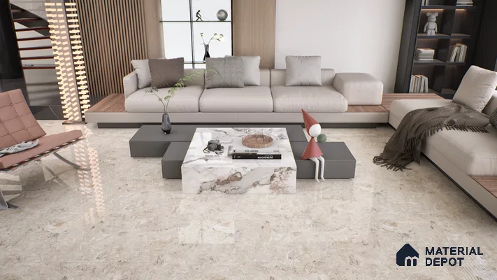 Marble Wall & Floor Tile TL 05134 Marblis Chestnut Vein 4 ft x 2 ft Vitrified Endless Glossy Finish - 9 mm (Random 4) | Suitable for Living Room, Bedroom & Bathroom