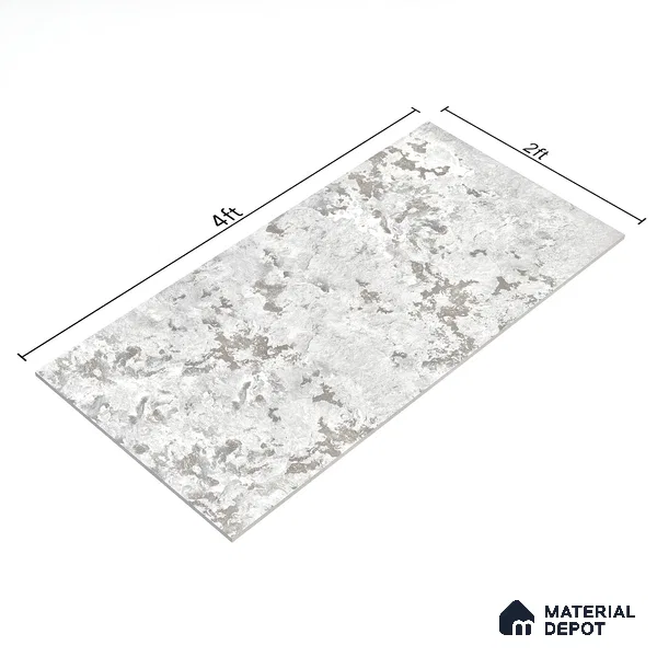 Marble Wall & Floor Tile TL 05125 B Marblis Sterling Veil 4 ft x 2 ft  Vitrified Metallic Finish - 9 mm (Random 4) | Suitable for Living Room, Bedroom & Bathroom