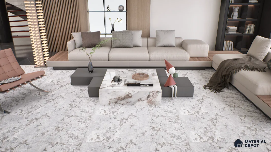Marble Wall & Floor Tile TL 05125 B Marblis Sterling Veil 4 ft x 2 ft  Vitrified Metallic Finish - 9 mm (Random 4) | Suitable for Living Room, Bedroom & Bathroom