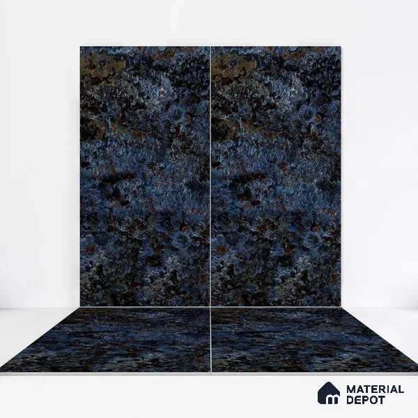 Marble Wall & Floor Tile TL 05125 Marblis Cobalt Cascade 4 ft x 2 ft  Vitrified Metallic Finish - 9 mm (Random 4) | Suitable for Living Room, Bedroom & Bathroom