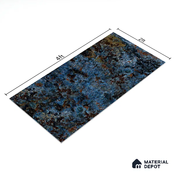 Marble Wall & Floor Tile TL 05125 Marblis Cobalt Cascade 4 ft x 2 ft  Vitrified Metallic Finish - 9 mm (Random 4) | Suitable for Living Room, Bedroom & Bathroom