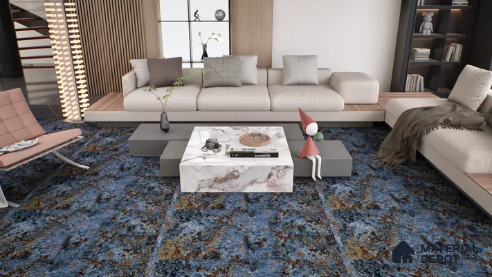 Marble Wall & Floor Tile TL 05125 Marblis Cobalt Cascade 4 ft x 2 ft  Vitrified Metallic Finish - 9 mm (Random 4) | Suitable for Living Room, Bedroom & Bathroom