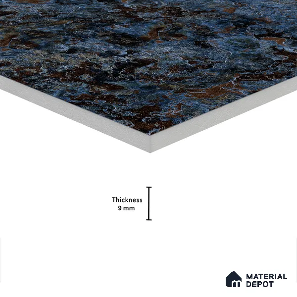 Marble Wall & Floor Tile TL 05125 Marblis Cobalt Cascade 4 ft x 2 ft  Vitrified Metallic Finish - 9 mm (Random 4) | Suitable for Living Room, Bedroom & Bathroom