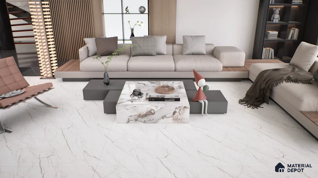 Marble Wall & Floor Tile TL 05114 B Marblis Moonlight Glow 4 ft x 2 ft Vitrified Endless Carving Matte Finish - 9 mm (Random 4) | Suitable for Living Room, Bedroom & Bathroom